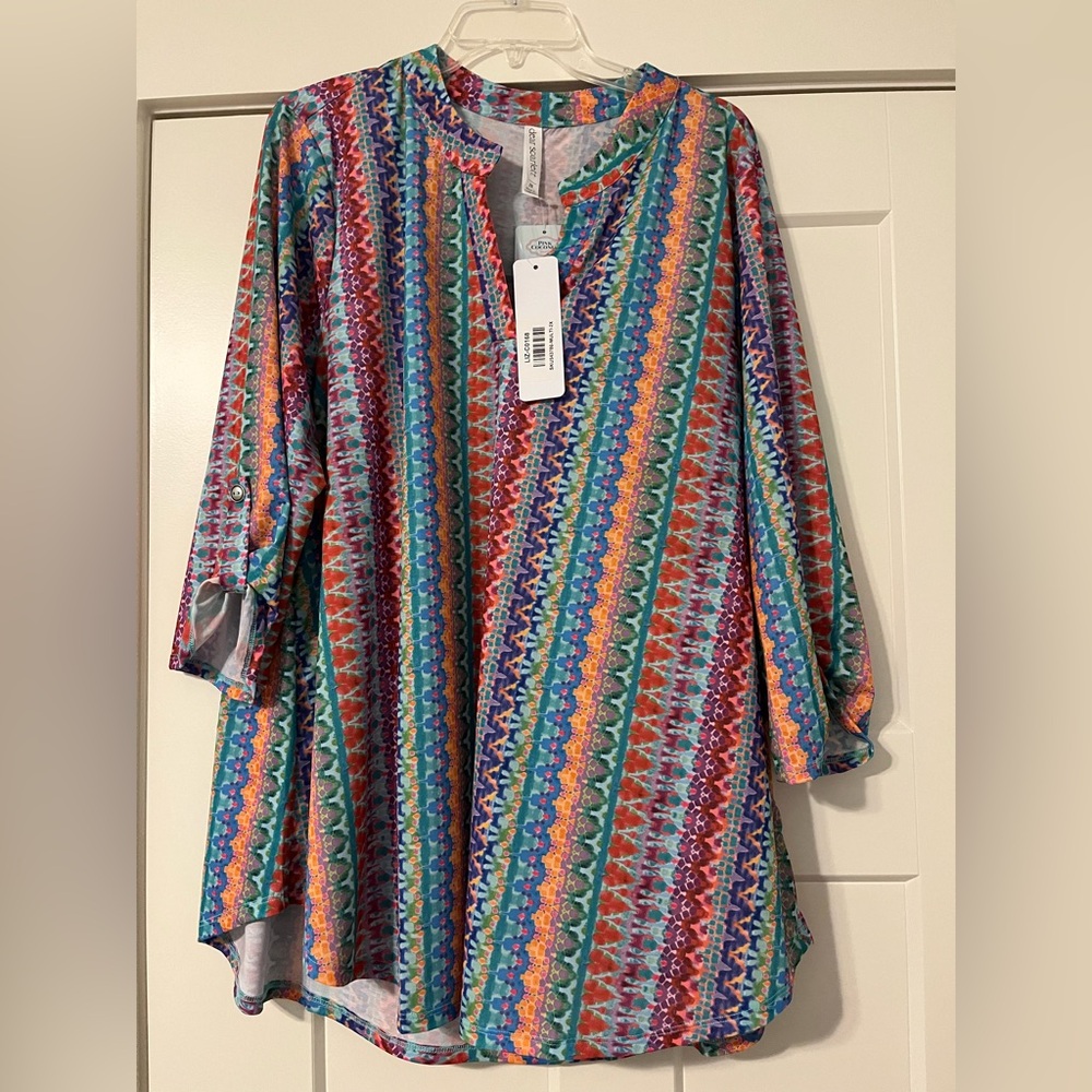 Dear Scarlet Colorful Striped Tunic Top